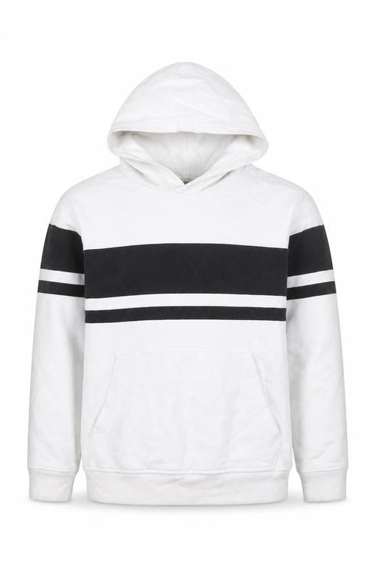 H&M Boys White Pullover Hoodie, Size 18 Plus, Casual Style