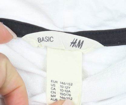 H&M Boys White Pullover Hoodie, Size 18 Plus, Casual Style