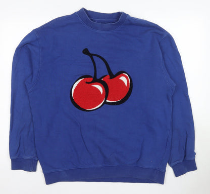 Kirsh Unisex Blue Pullover Sweatshirt M, Graphic Cherry Design
