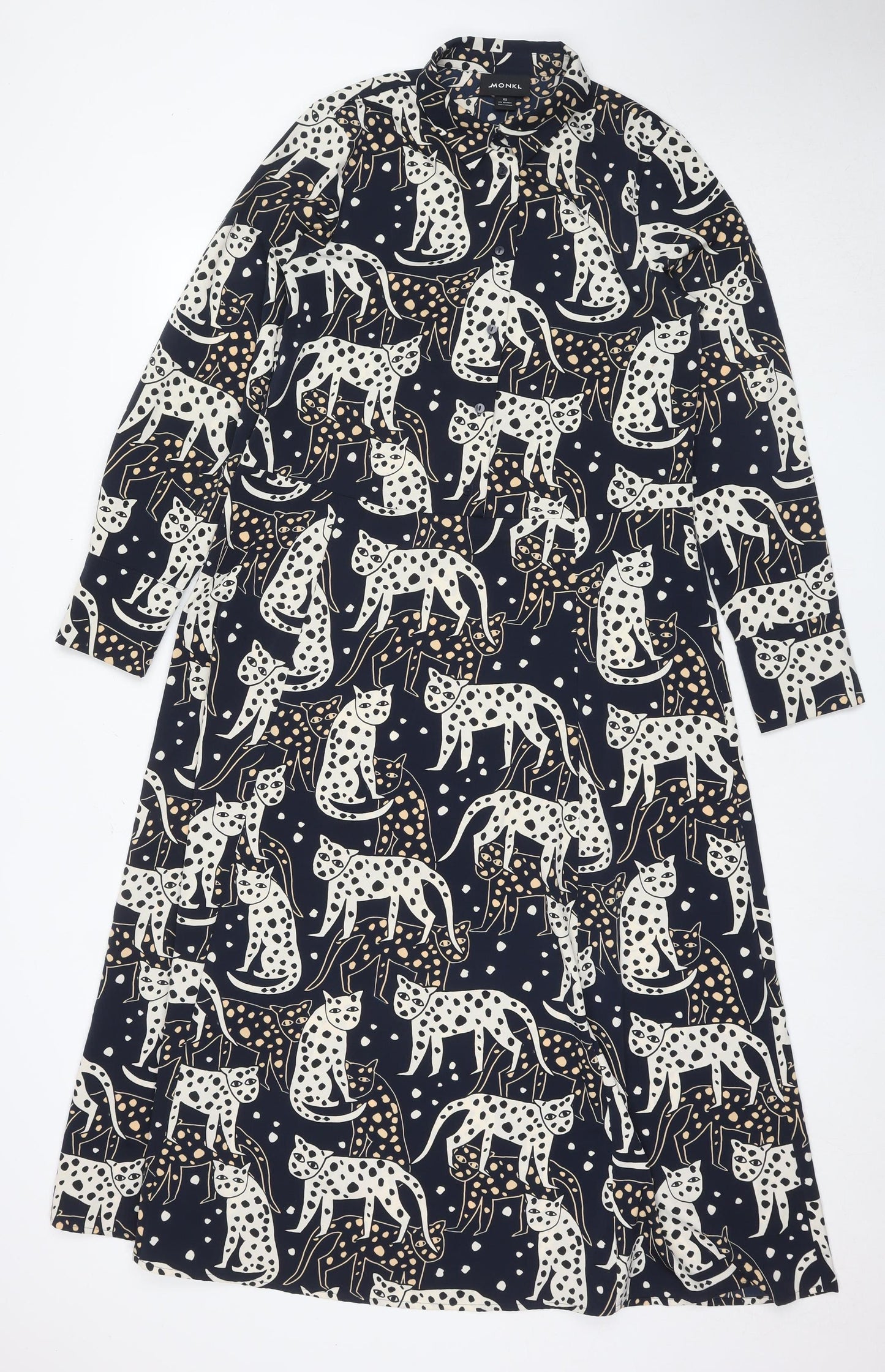 Monki Women's XS Animal Print Midi A-Line Dress