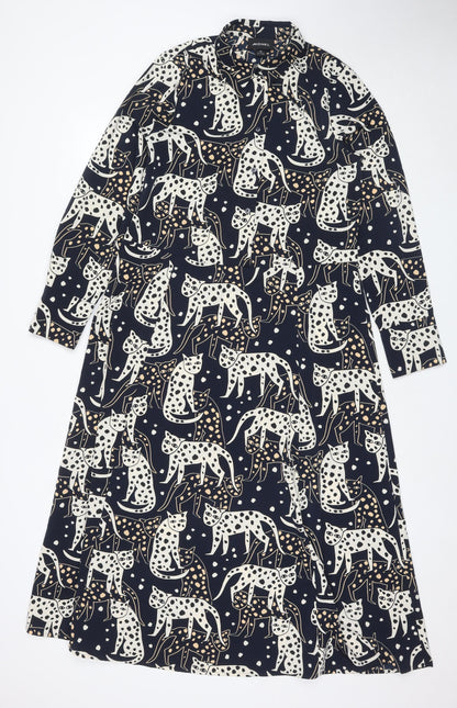 Monki Women's XS Animal Print Midi A-Line Dress