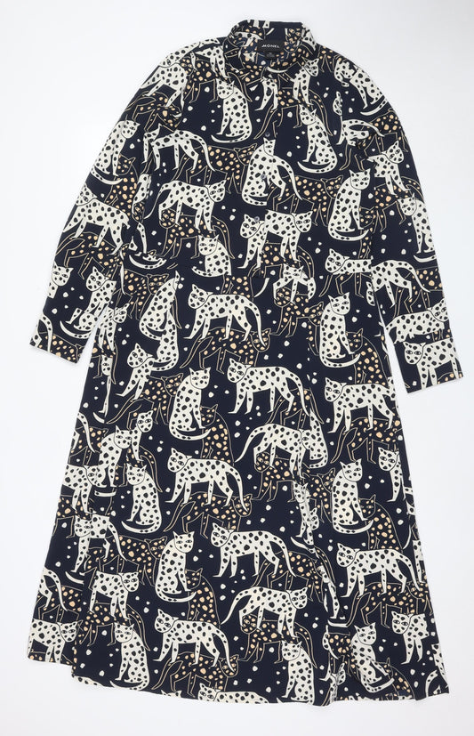 Monki Women's XS Animal Print Midi A-Line Dress