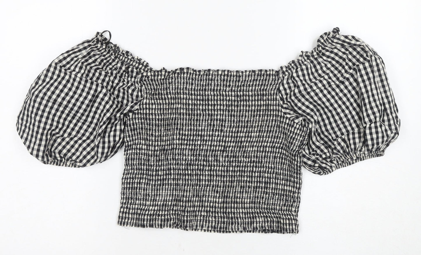 Womens UK Size L H&M Black Cropped Blouse