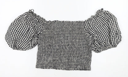 Womens UK Size L H&M Black Cropped Blouse