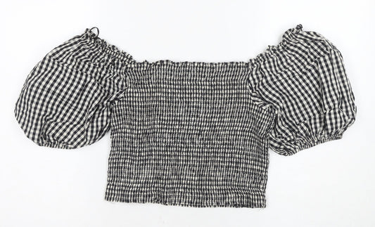 Womens UK Size L H&M Black Cropped Blouse