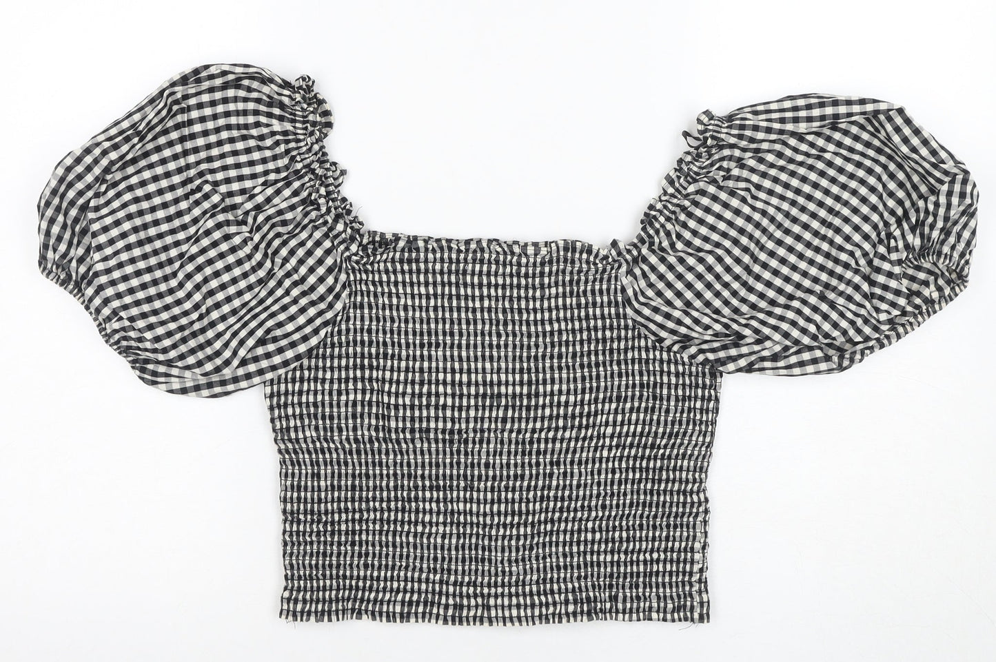 Womens UK Size L H&M Black Cropped Blouse