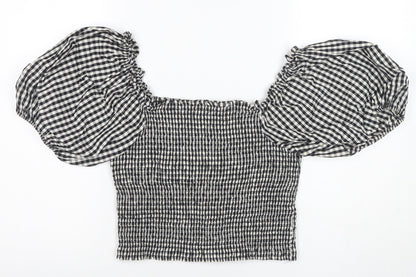 Womens UK Size L H&M Black Cropped Blouse