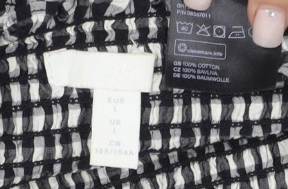 Womens UK Size L H&M Black Cropped Blouse