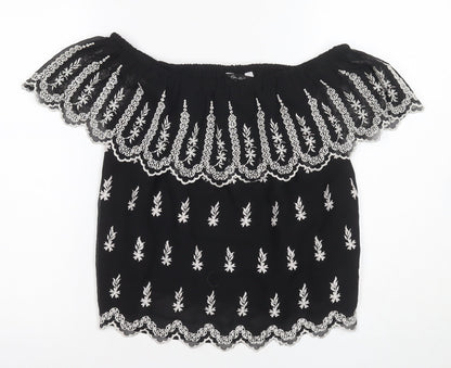 Womens UK Size 6 River Island Black Off the Shoulder Blouse