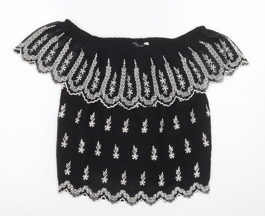 Womens UK Size 6 River Island Black Off the Shoulder Blouse