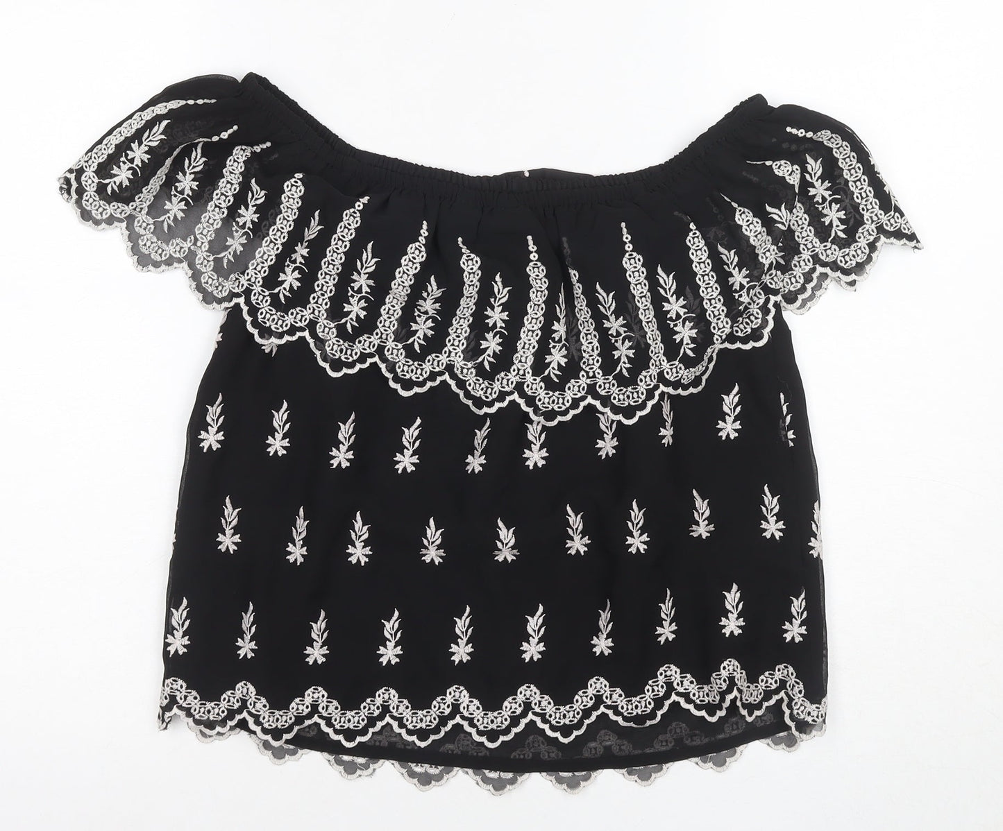 Womens UK Size 6 River Island Black Off the Shoulder Blouse