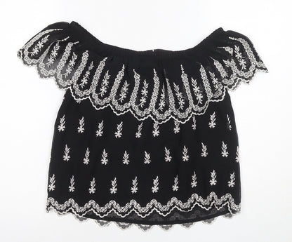 Womens UK Size 6 River Island Black Off the Shoulder Blouse