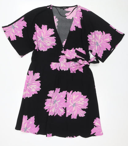 Vero Moda Women's Black Floral Wrap Dress M