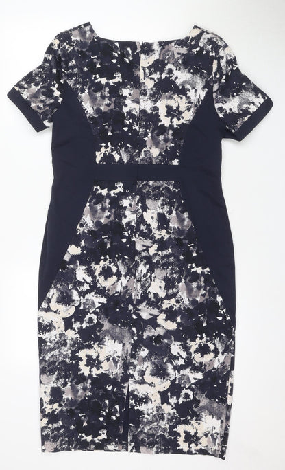 Marks and Spencer Women's Blue Floral Pencil Dress Size 14