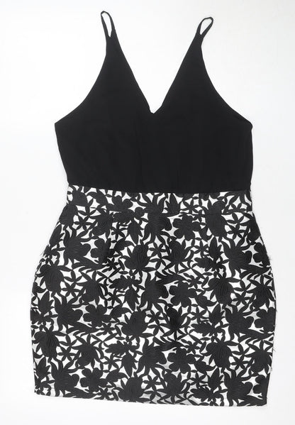 AX Women's Black Floral Slip Dress UK Size 12