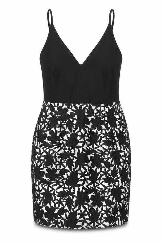 Front view of AX Women's Black Floral Slip Dress UK, size 12