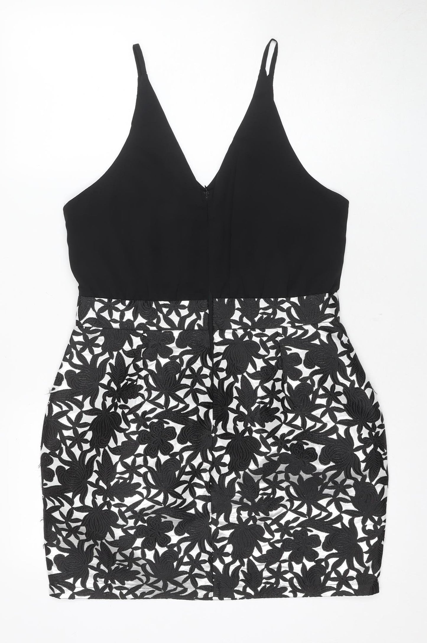 AX Women's Black Floral Slip Dress UK Size 12