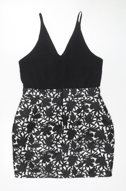 AX Women's Black Floral Slip Dress UK Size 12