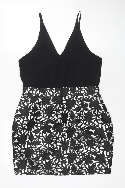 AX Women's Black Floral Slip Dress UK Size 12
