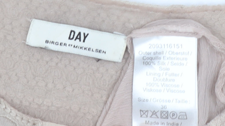 DAY Birger Women Beige A-Line 3/4 Sleeve Silk Dress