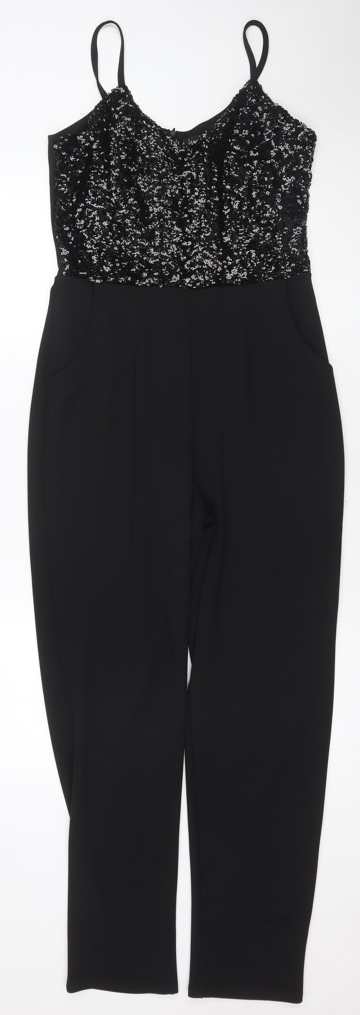 Scarlett B Women's Black Sequin Party Jumpsuit, Size 10