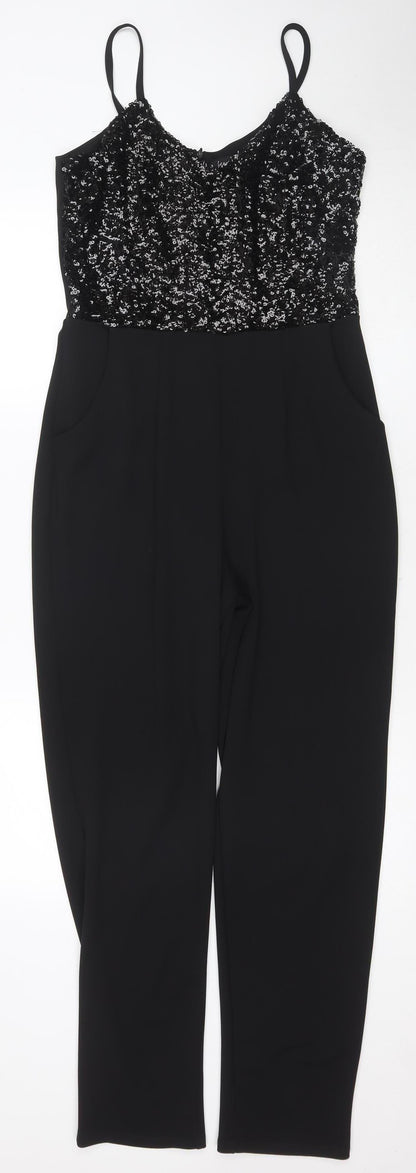 Scarlett B Women's Black Sequin Party Jumpsuit, Size 10