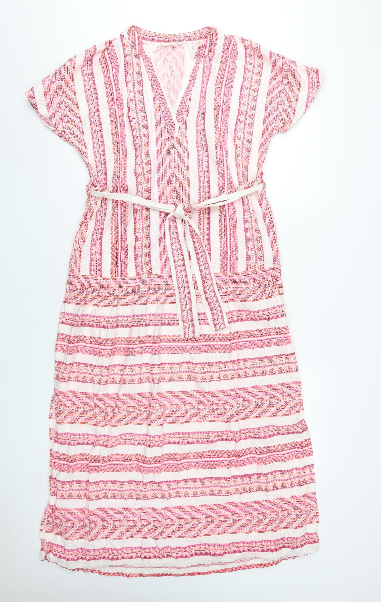 Next Women's Pink Striped Kaftan Dress Size S