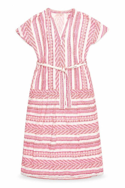 Next Women's Pink Striped Kaftan Dress Size S