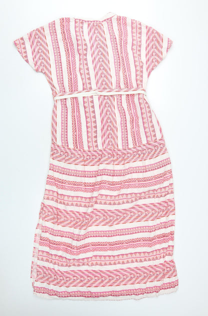 Next Women's Pink Striped Kaftan Dress Size S