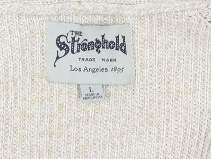 The Stronghold Men's Beige L Cotton Cardigan