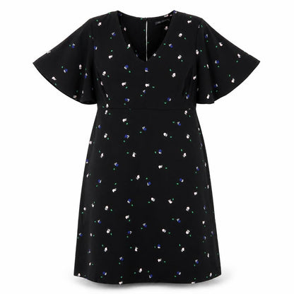 Marks and Spencer Women's Black Floral Dress V-Neck