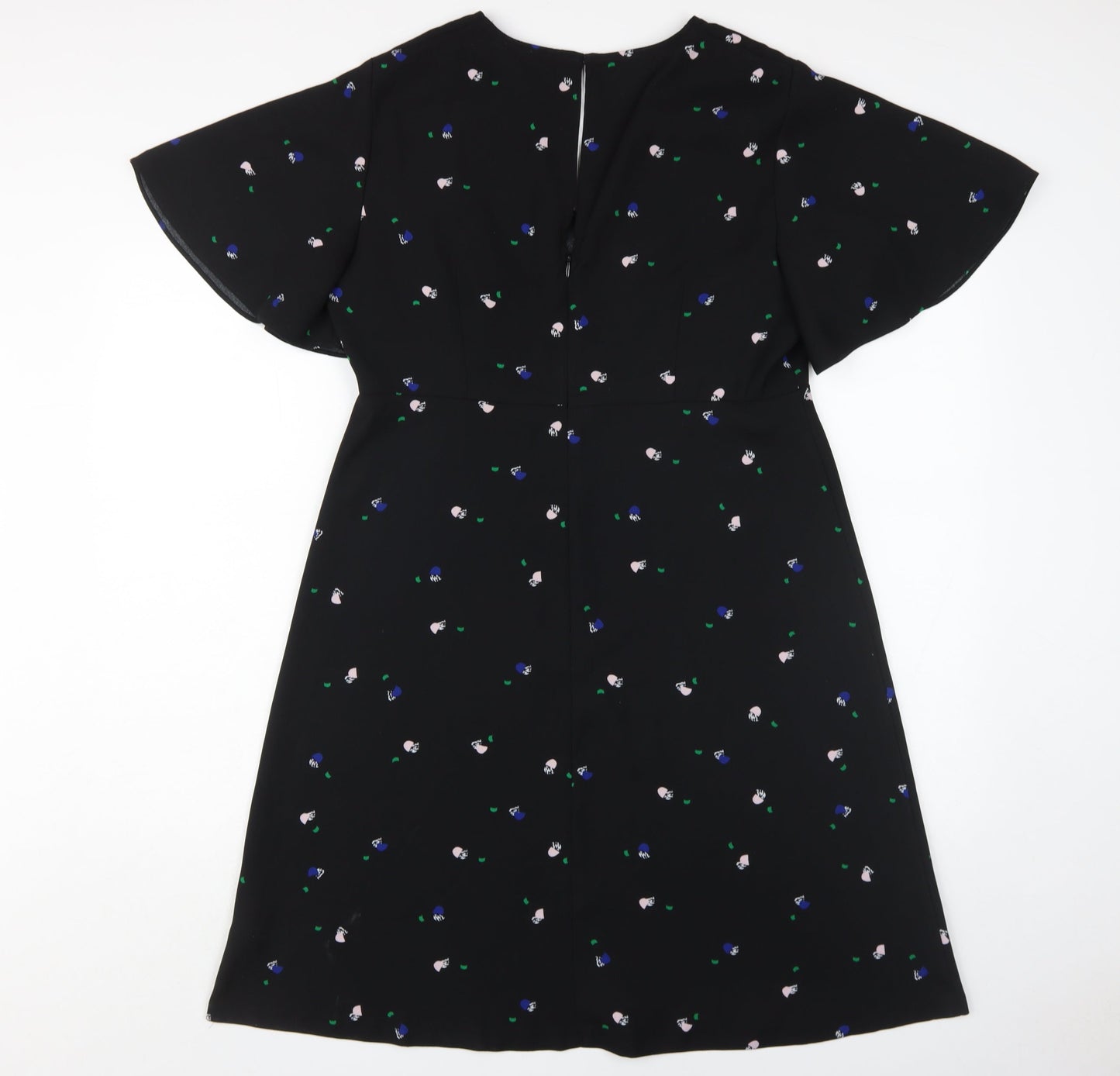 Marks and Spencer Women's Black Floral Dress V-Neck