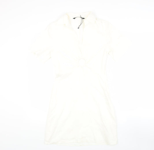 Zara Women's Ivory Short Sleeve Dress