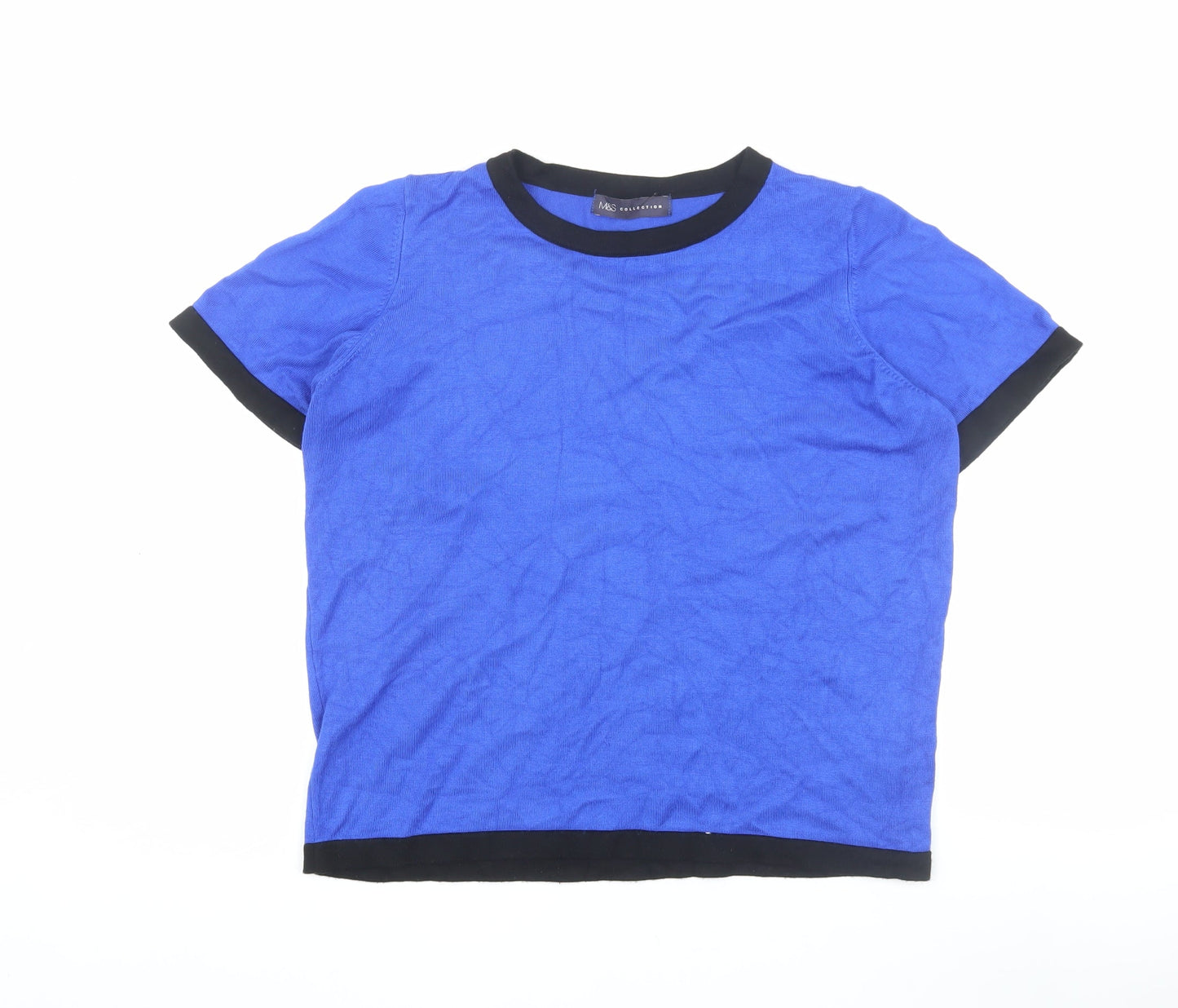 Womens UK Size 12 Marks and Spencer Blue Ringer T-Shirt