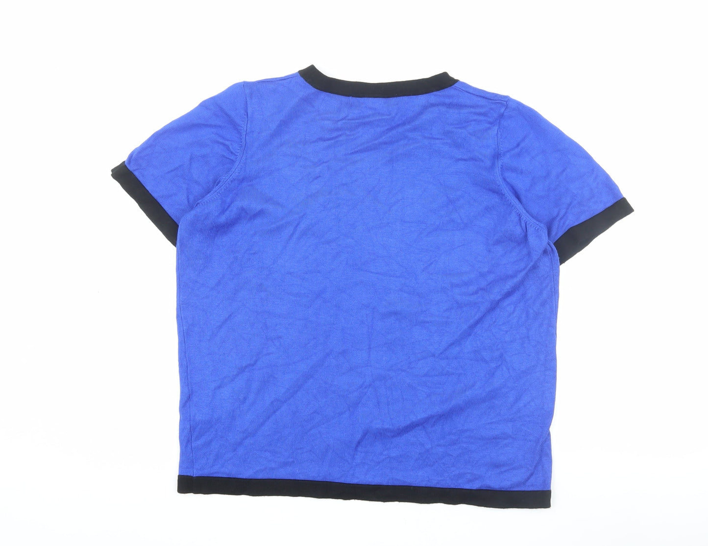 Womens UK Size 12 Marks and Spencer Blue Ringer T-Shirt