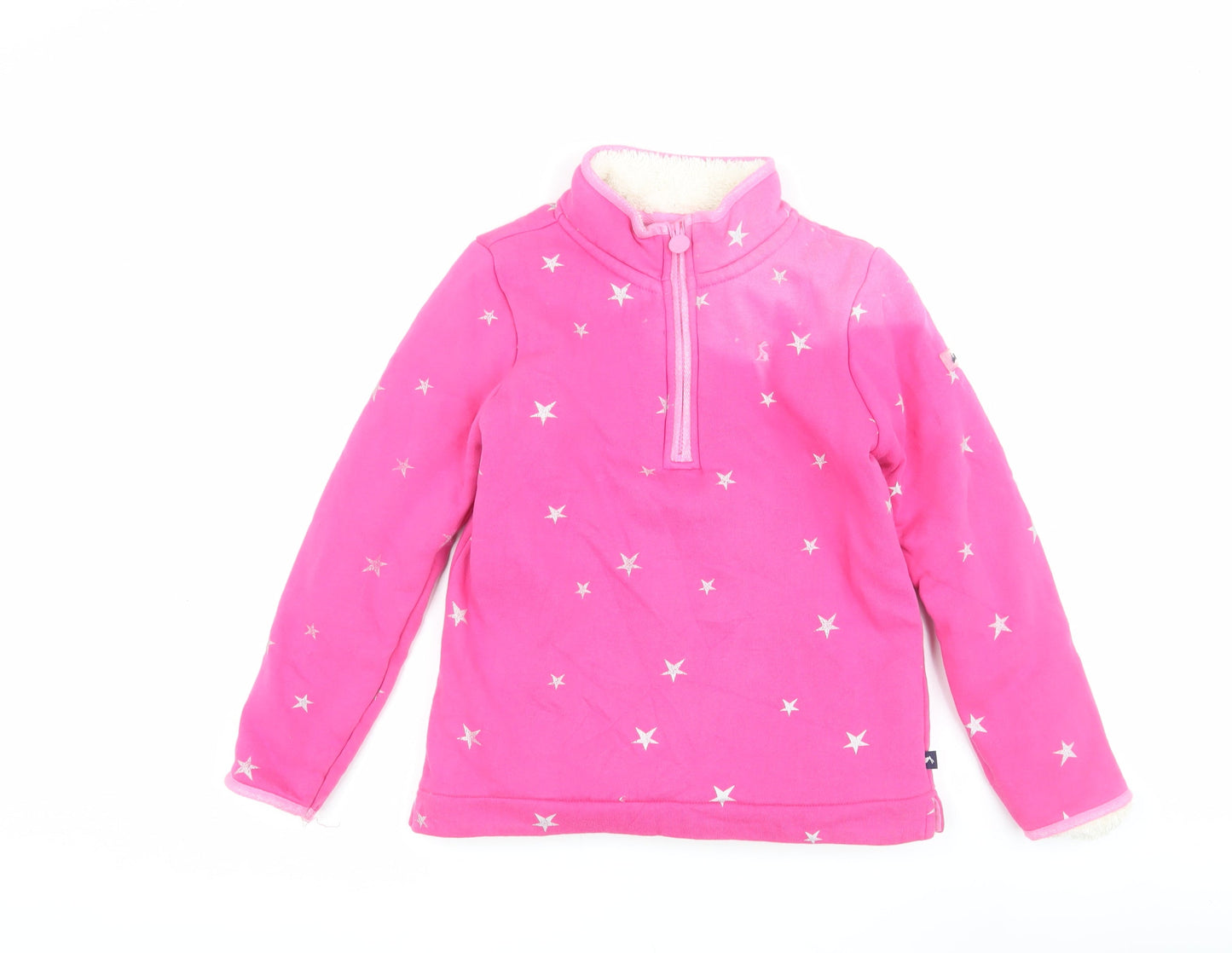 Joules Girls Pink Star Sweatshirt, 146, Full Zip, Lined, Hooded