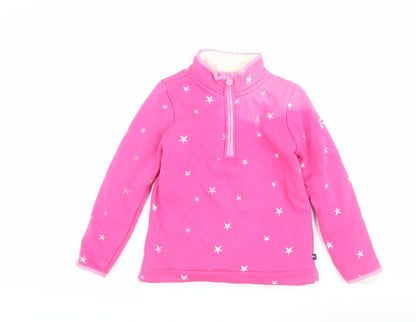 Joules Girls Pink Star Sweatshirt, 146, Full Zip, Lined, Hooded
