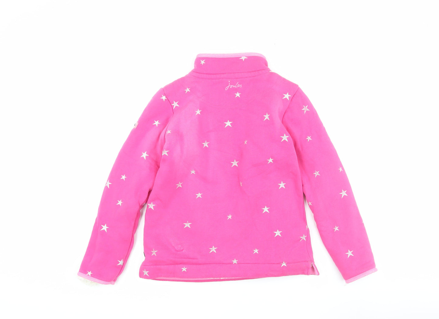 Joules Girls Pink Star Sweatshirt, 146, Full Zip, Lined, Hooded