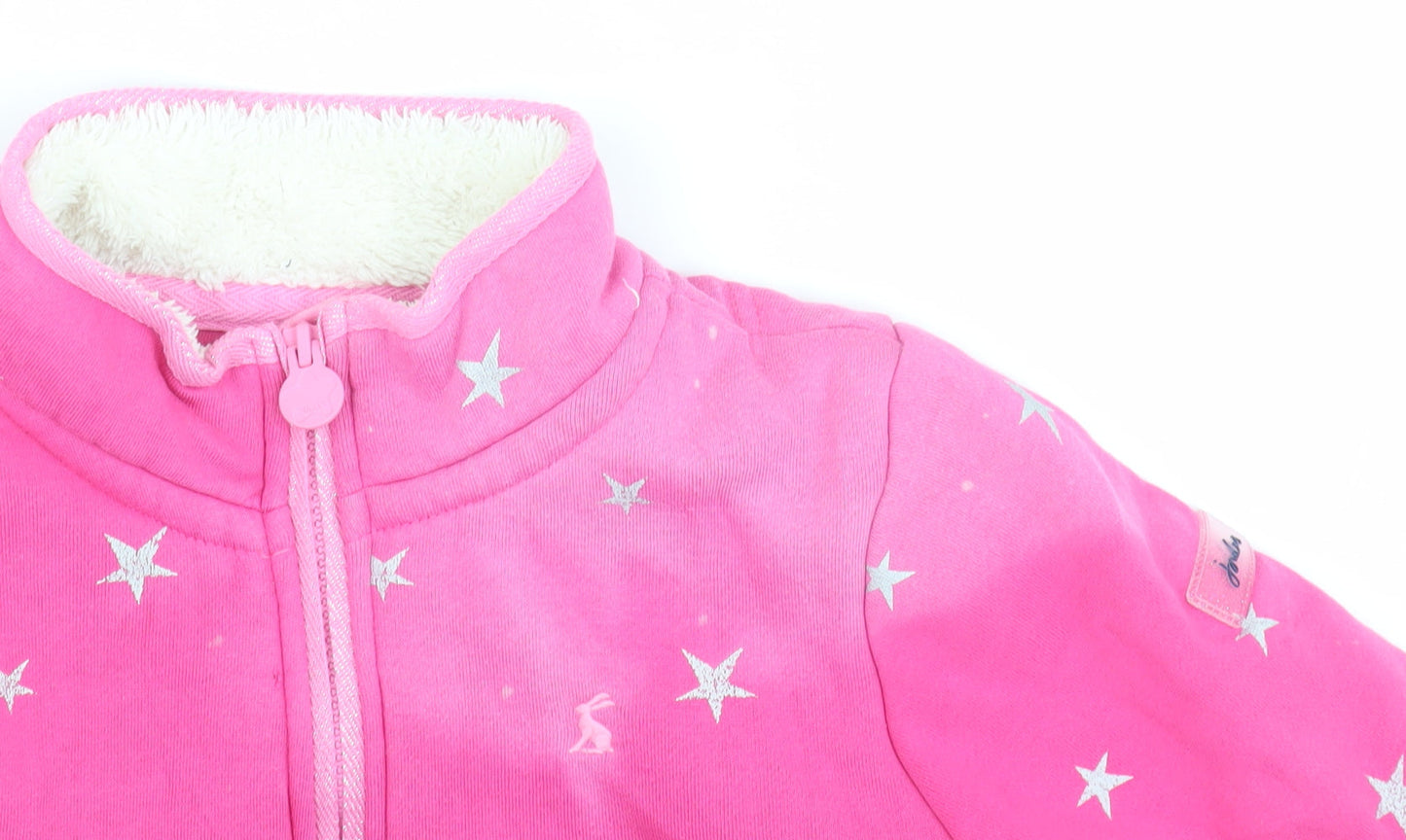 Joules Girls Pink Star Sweatshirt, 146, Full Zip, Lined, Hooded