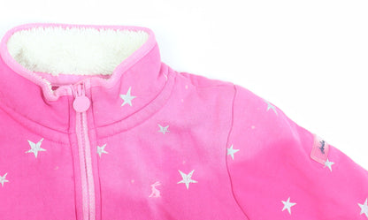 Joules Girls Pink Star Sweatshirt, 146, Full Zip, Lined, Hooded
