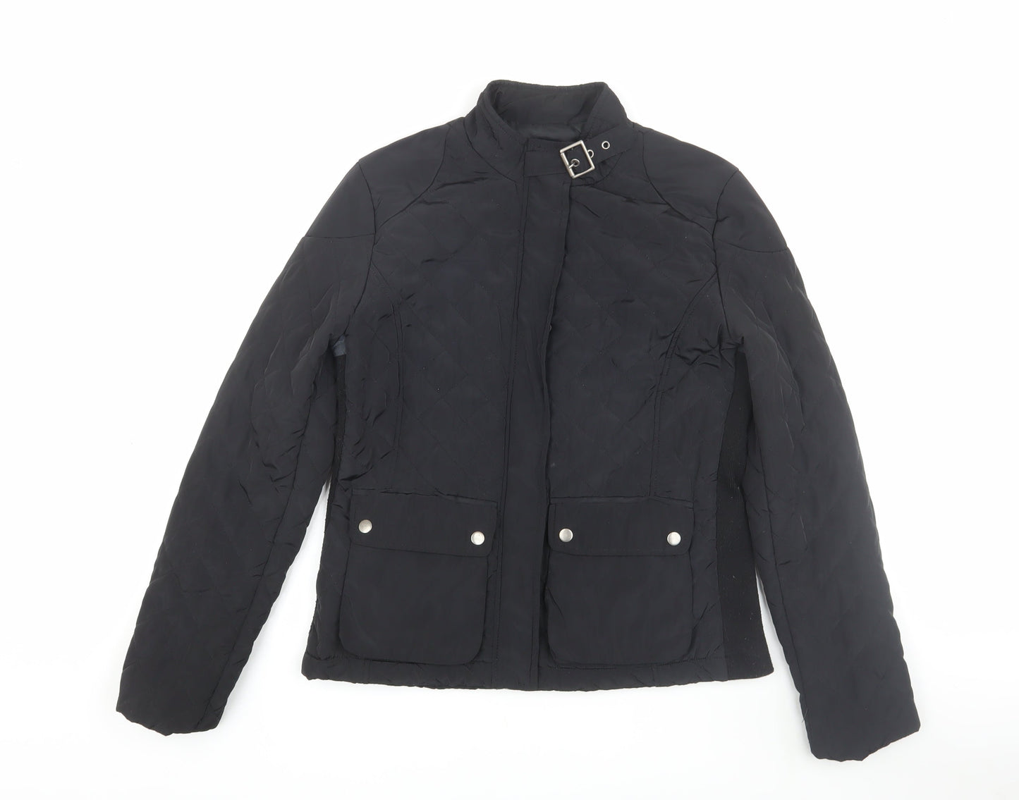 Womens UK Size 12 Mango Black Quilted Coat