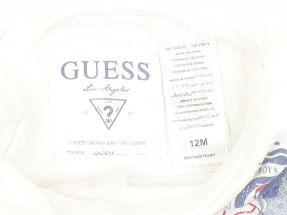 Guess Boys' White T-Shirt, 12 Months, Cars Graphic