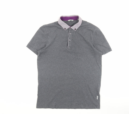 Ted Baker Men's Grey Polo Shirt Medium Short Sleeve