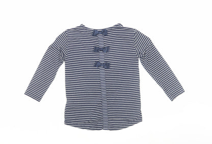 Jasper Conran Girls Blue Striped Long Sleeve T-Shirt 4-5 Yrs
