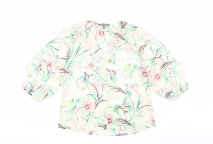 Laura Ashley Women's Floral Blouse Size 10 V-Neck