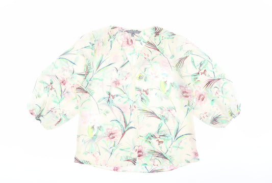 Laura Ashley Women's Floral Blouse Size 10 V-Neck
