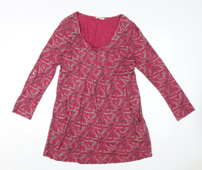 White Stuff Women's Pink Geometric Shift Dress Size 10