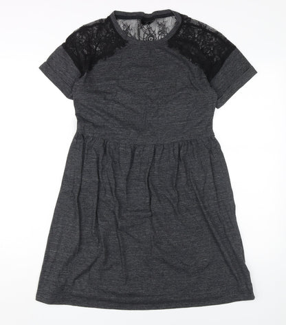 Topshop Women's Grey Fit & Flare Dress UK 10