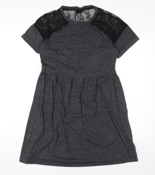 Topshop Women's Grey Fit & Flare Dress UK 10