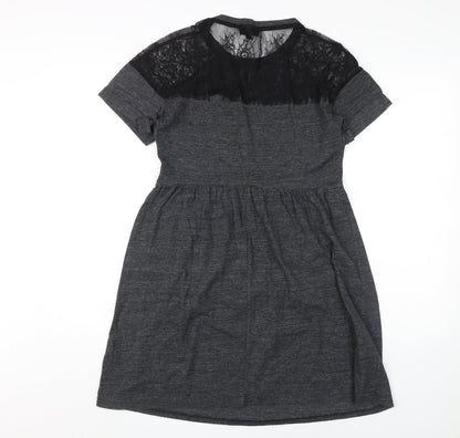 Topshop Women's Grey Fit & Flare Dress UK 10